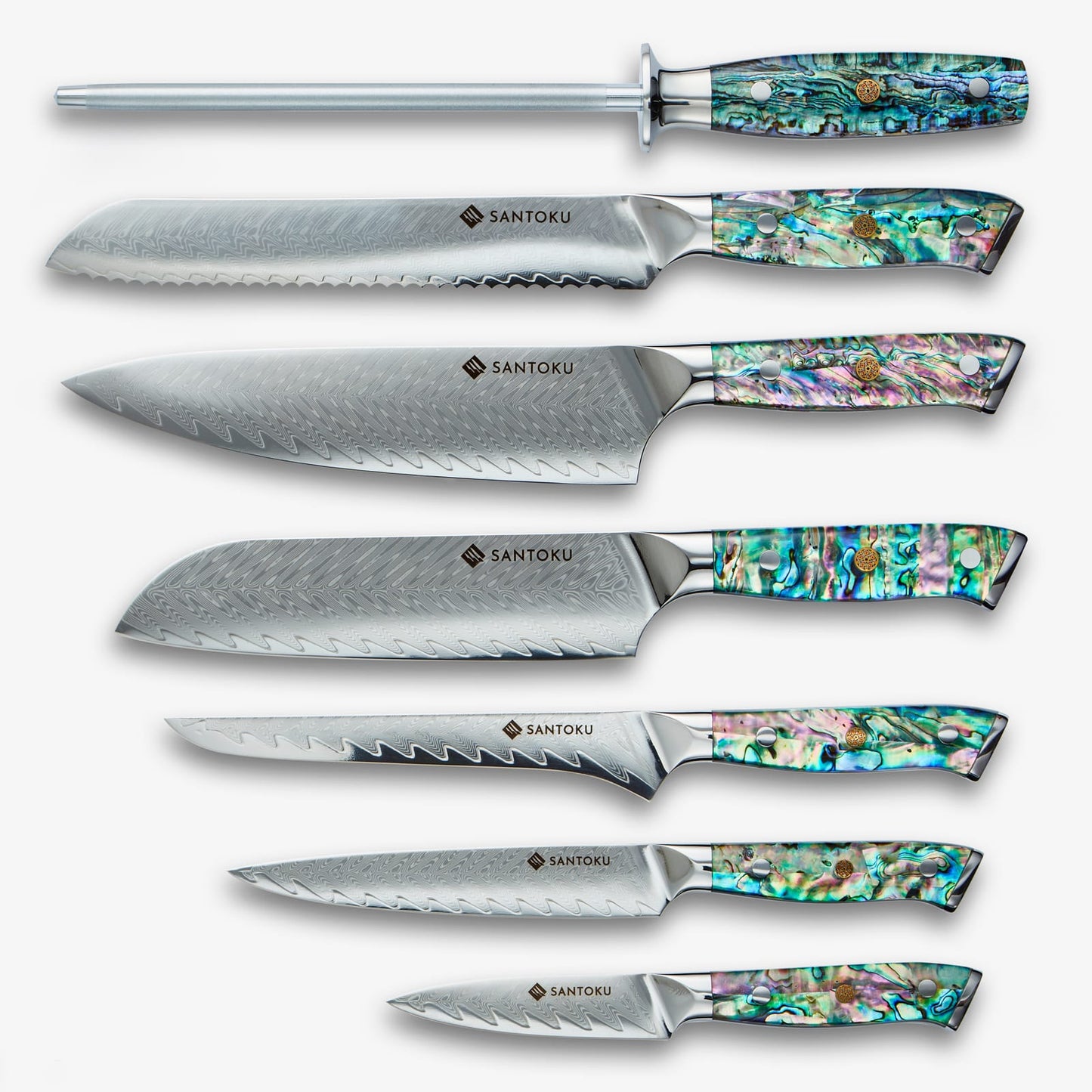 Chikashi  (ちかし) Damascus Steel Knife With Abalone Handle