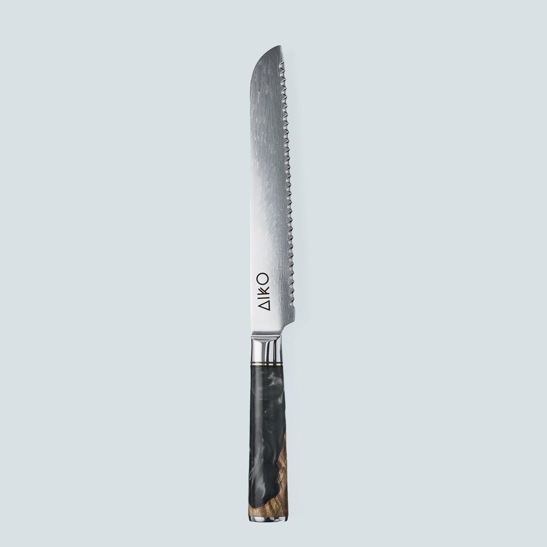 Aiko Black Damascus Steel Knife with Coloured Black Resin Handle