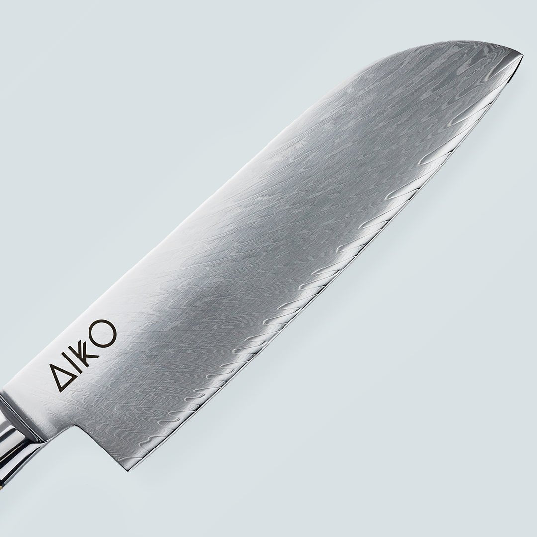 Aiko Black Damascus Steel Knife with Coloured Black Resin Handle