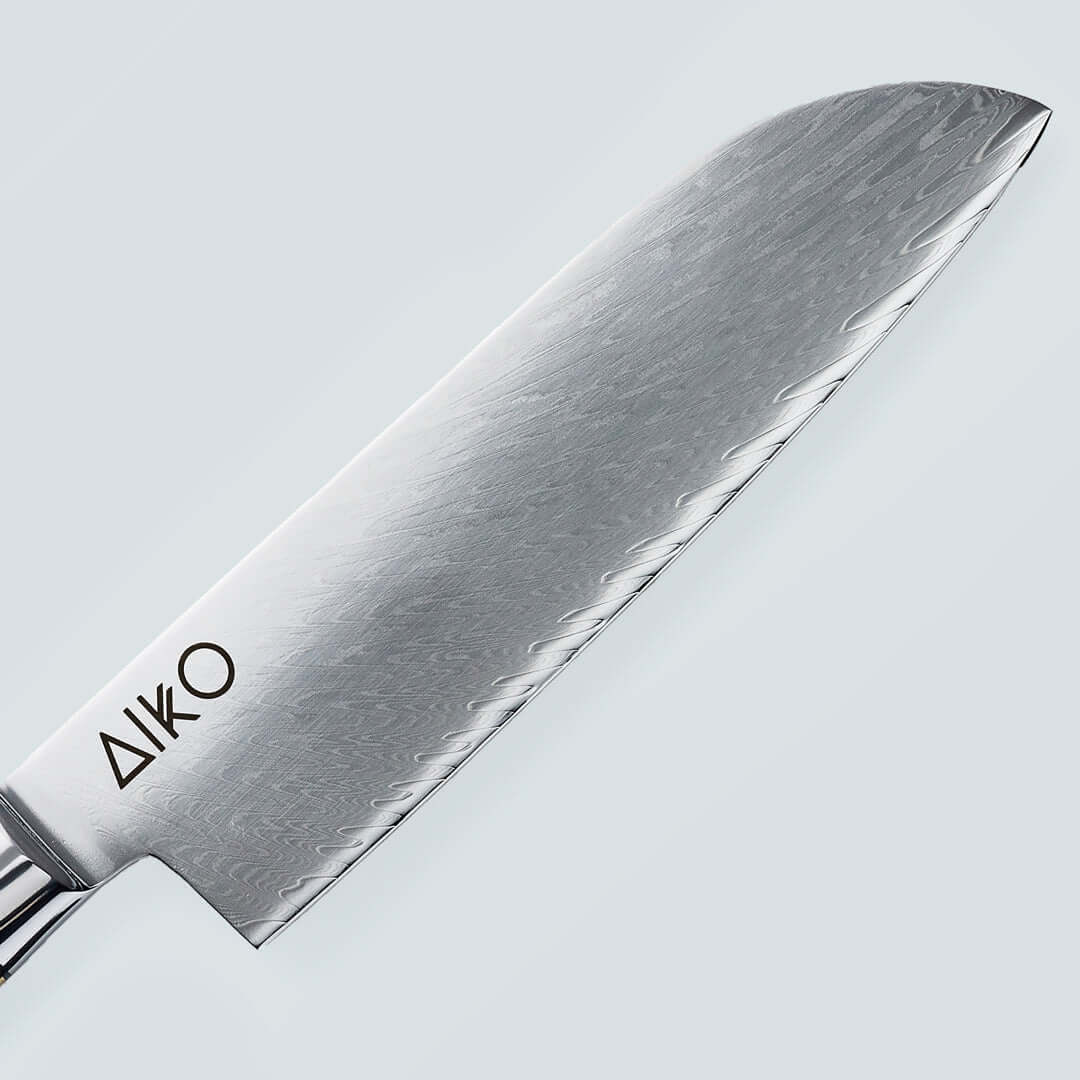 Aiko Blue Damascus Steel Knife with Coloured Blue Resin Handle