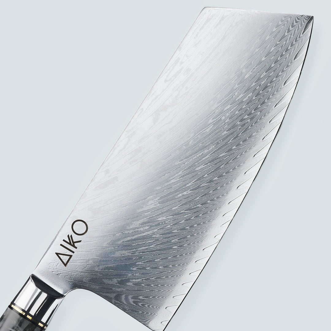 Aiko Black Damascus Steel Knife with Coloured Black Resin Handle