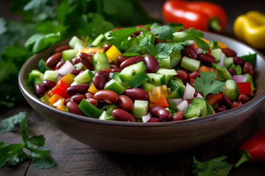 Colorful Kidney Bean Salad with Fresh Veggies and Tangy Dressing
