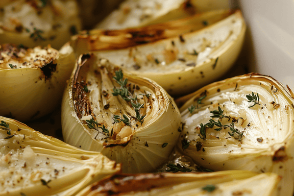 Roasted Kohlrabi Wedges with Garlic, Thyme & Parmesan