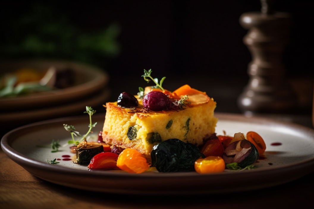 Savory Polenta Cake with Roasted Vegetables santokuknives