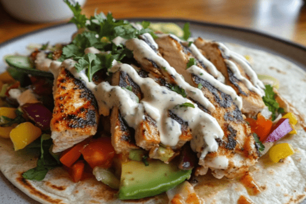 Grilled Chicken Avocado Wrap with Spicy Yogurt Sauce