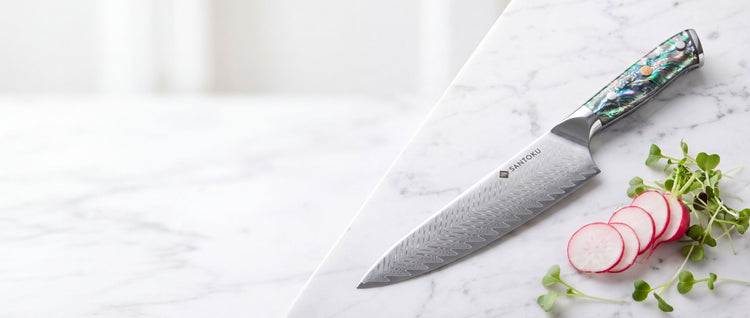 Haruta 8 Inch VG10 Japanese Damascus Steel Gyuto Chef Knife with Wooden Handle & Scabbard