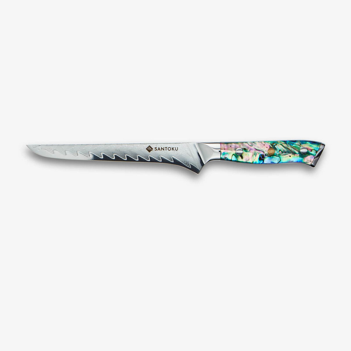 Chikashi Damascus Steel Knife Set With Abalone Handle