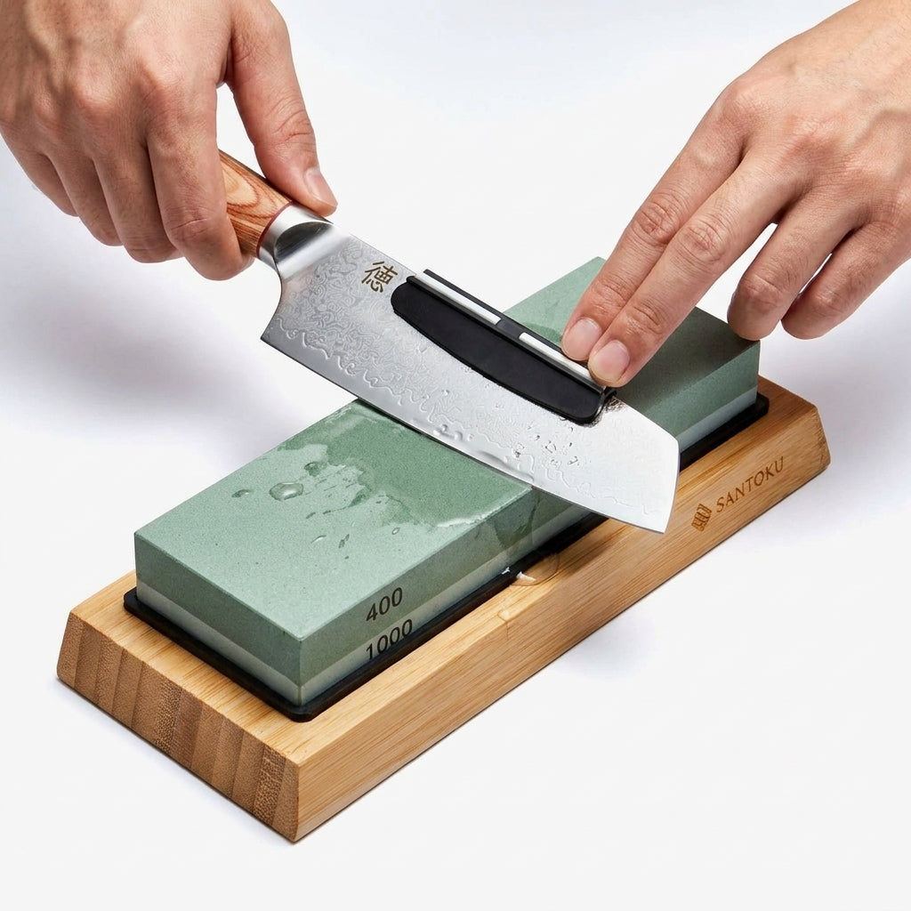 Knife Sharpening Stone Set — 400/1000 + 3000/8000 Grit Whetstone